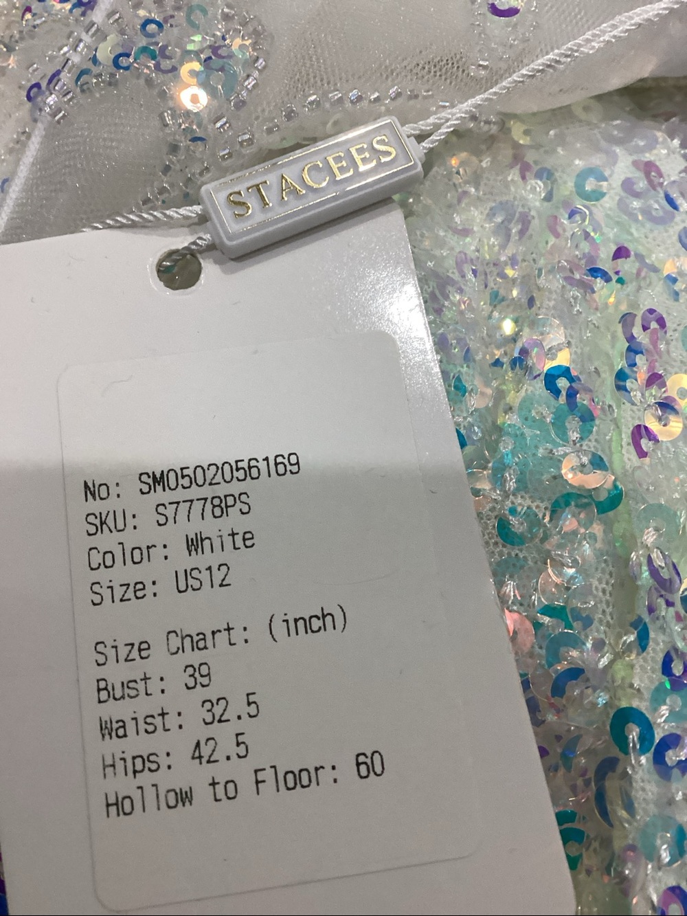 Stacees iridescent Sequin Mermaid Fairy Corset Sleeveless Thigh Slit Size 12 - Picture 12 of 15